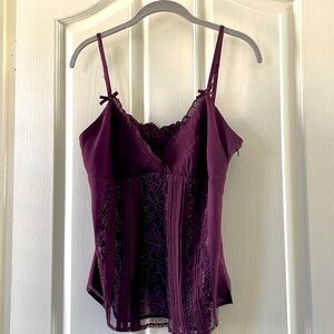 *NEW* BEBE- super cute burgundy spaghetti strap top. Lined, side zipper & clasp.
